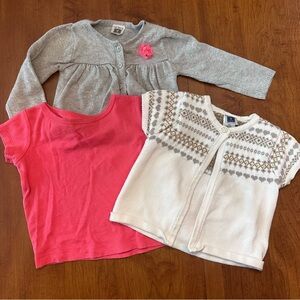 9 month girls tee, sweater and cardigan bundle
